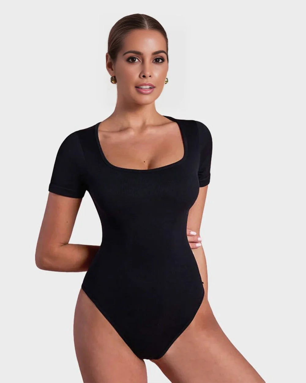 ShapeShyft® Sexy Ribbed Square Neck Thong Bodysuit