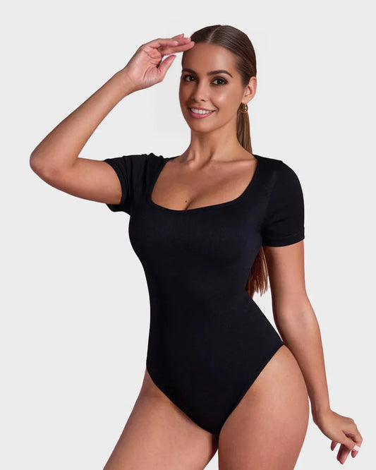 ShapeShyft® Sexy Ribbed Square Neck Thong Bodysuit