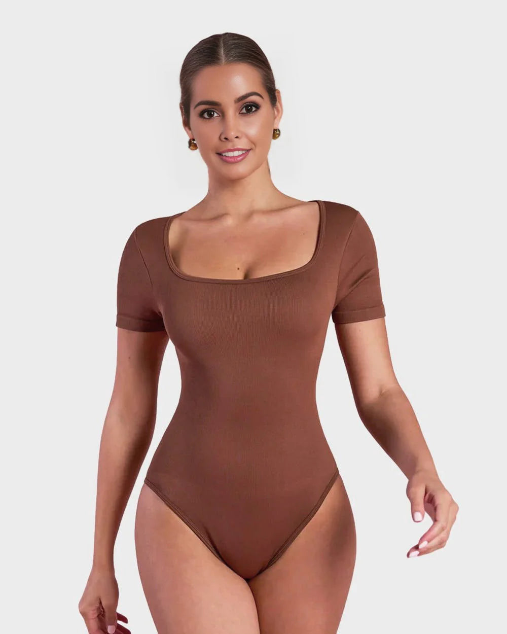 ShapeShyft® Sexy Ribbed Square Neck Thong Bodysuit