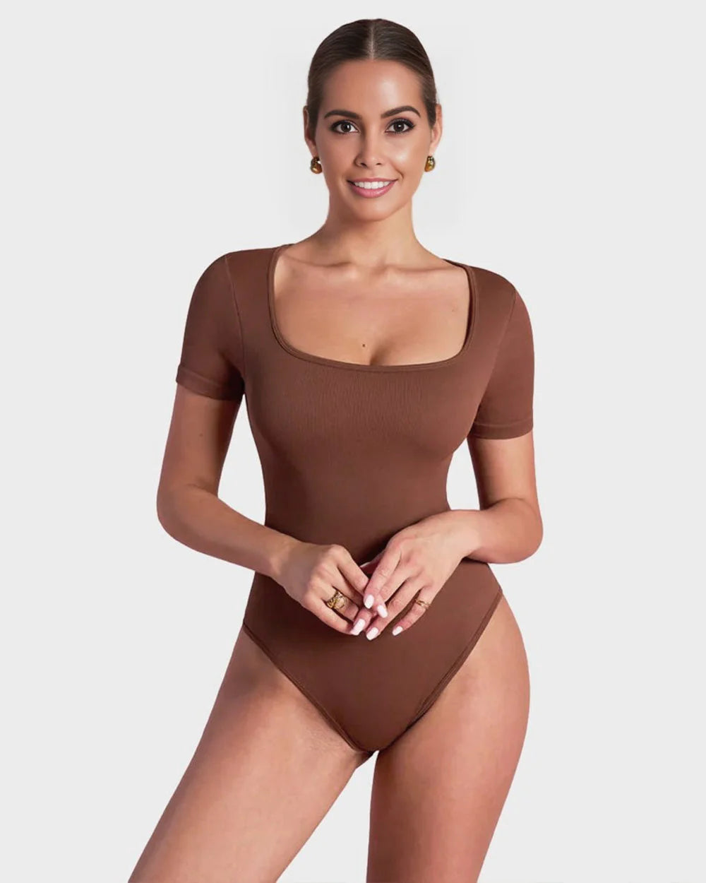 ShapeShyft® Sexy Ribbed Square Neck Thong Bodysuit