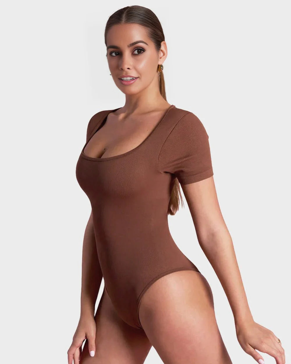 ShapeShyft® Sexy Ribbed Square Neck Thong Bodysuit