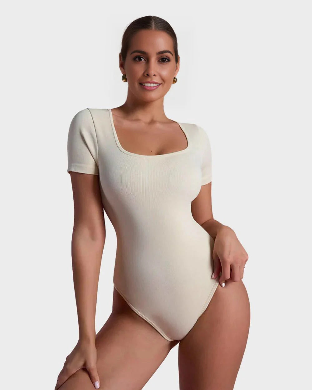 ShapeShyft® Sexy Ribbed Square Neck Thong Bodysuit